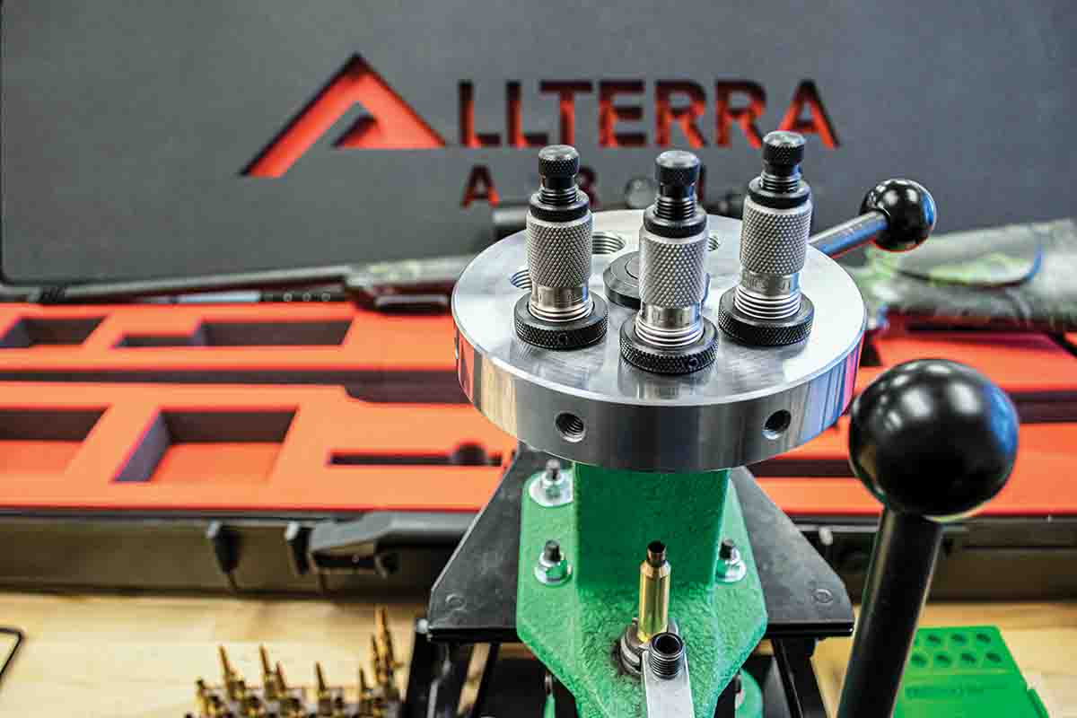 Great care was taken while handloading to ensure the loads were as consistent as possible. Shown here is the Redding T-7 with the Creedmoor Sports Enhanced Press head with Redding dies installed.